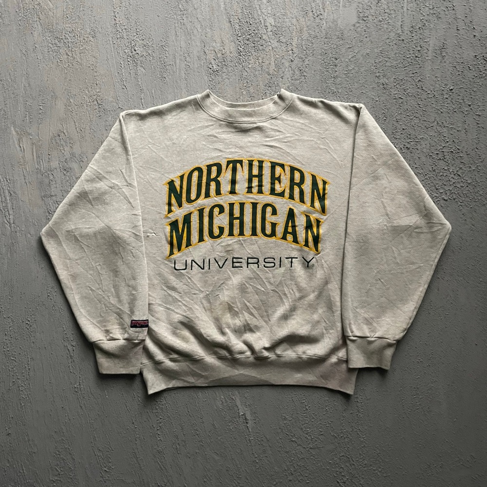 Vintage Northern Michigan University Crewneck Sweatshirt Large Grey 90s Jansport